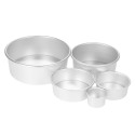 5pcs/set Aluminum Alloy Round Cake Mould Chiffon Cake Baking Pan Pudding Cheesecake Mold Set with Removable Bottom