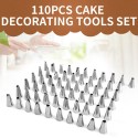 110PCS Cake Decorating Kits with Icing Tips Pastry Bags Flower Nails Cream Spatula Baking Frosting Tools Set for Birthday Cake Party Dessert Restaurant Kitchen Gadgets