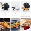 1000W Waffle Maker with Non-Stick Plate Double Heart Waffle Iron Stainless Steel Housing Waffle Iron Machine for Home Breakfast