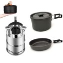 Outdoor Hiking Aluminum Pots Pans with Foldable Handle Camping Cookware Set Picnic Cooking Set Non-stick Cookware Bowls Set