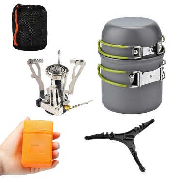 Camping Cookware Set with 3000W Camping Stove Cooking Pots Pans Tank Bracket For Outdoor Picnic Camping Hiking Backpacking
