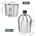 2pcs 1000ml 600ml Stainless Steel Military Canteen Cup Set with Cover Bag for Outdoor Camping Hiking Backpacking