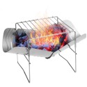 2-in-1 Portable Folding Stainless Steel Barbecue Grill Camp Firepit Outdoor Camping Backpakcing Wood Burning Stove
