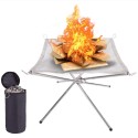 Camping Campfire Fire Rack Backyard Heating Mesh Fire Pit Rack Folding Wood Stoves Rack Bonfire Frame