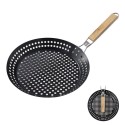 Outdoor Folding Round Barbecue Tray Ovenware Picnic BBQ Non-stick Frying Pan Round Baking Pan Holes Grill Tray Plate