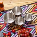 4PCS 304 Stainless Steel Outdoor Camping Cup Set Portable Mountaineering Trekking Cups Travel Hiking Cookware Equipment Accessory