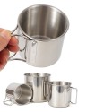 4PCS 304 Stainless Steel Outdoor Camping Cup Set Portable Mountaineering Trekking Cups Travel Hiking Cookware Equipment Accessory