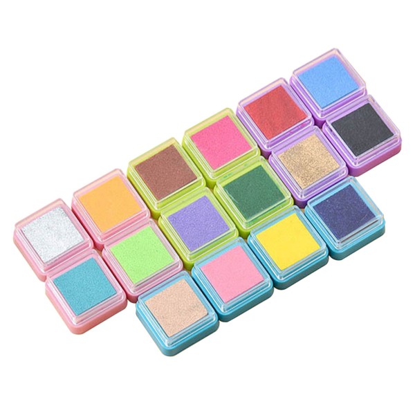 16 Colors Rainbow Ink Pad Finger Paint Cute Ink Pad for Rubber Stamps Seals DIY Scrapbooking Paper Journal Decoration Gift Card Making