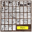 36pcs Children Drawing Stencils Kit PET Material Reusable Painting Template Birthday Gift for DIY Craft Journal Notebook Diary Scrapbooking Card Decoration Wood Burner Pen Tool, 7.0 * 4.0in