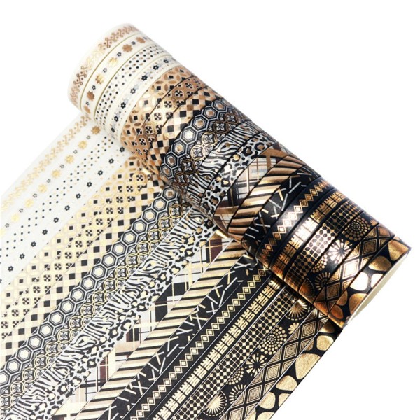 20 Rolls Slim Gold Foil Washi Tape Set Decorative Washi Masking Tapes 7mm Wide Adhesive Tape Label Sticker for DIY Arts & Crafts Scrapbooking Journals Planners Card Gift Wrapping Stationery Supplies