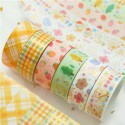 6 Rolls Cute Cartoon Gold Foil Washi Tape Set Rustic Style Washi Masking Tapes Decorative Adhesive Tape Label Sticker 15mm Wide for DIY Arts & Crafts Scrapbooking Journals Planners Card Gift Wrapping Stationery Supplies