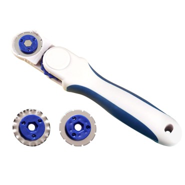 Rotary Cutter 3in1 Cutting Machine with 3pcs Replacement Blades Ergonomic Rubber Handle Rolling Cutter with Safety Lock for Fabric Leather Paper Crafting Sewing Quilting Perfect for Left Right Hand