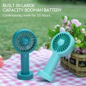 Mini Handheld Desk USB Fan Cute Bear Shape 3 Gears Adjustable Colorful Light with Rope Portable for Travel Office Study