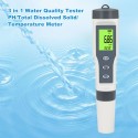 Digital PH Meter with ATC 3 in 1 Water Quality Tester PH/Temp Meter Total Dissolved Solid Tester Water Detector for Drinking Water Pool Spa Lab Aquarium Pond PH Test Tool for Water