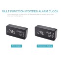 Desk Wooden Alarm Clock with Voice Control Date Temperature Adjustable 3 Brightness Display LED Digital Alarm Clocks for Bedroom Bedside