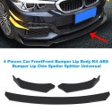 4 Pieces Car FrontFront Bumper Lip Body Kit ABS Bumper Lip Chin Spoiler Splitter Universal