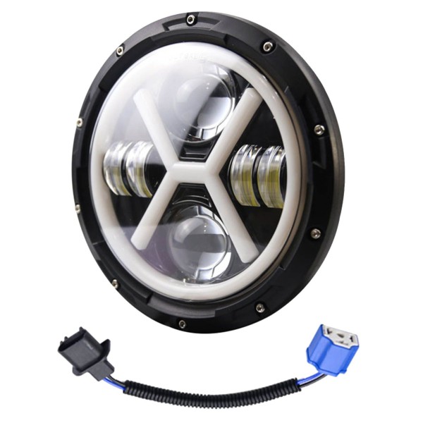 1PCS 7in Round LED Projector Headlight X-Type Hi/Lo Beam Super Bright Headlamp Replacement for Jeep Wrangler JK JKU CJ LJ TJ Hummer H1 H2