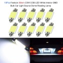 10Pcs Festoon 36mm C5W  COB LED White Interior SMD Bulb Car Light Source Dome Reading Lamp