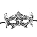 FESTNIGHT Romantic Black Laser Cut Metal Half Mask with Rhinestones Masquerade Ball Halloween Mask Fancy Gift