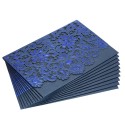 10pcs Pearl Paper Embossment Invitation Cards Invitation Holders for Wedding Birthday Party Anniversay--Blue