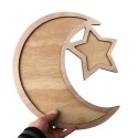 Rustic Wooden Eid Mubarak Party Serving Tray Ramadan Food Tableware Display Desk Organizer Wood Decoration