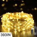 Fairy Lights 393in 100 LEDs String Lights USB IP65 Waterproof Warm White for Xmas,Wedding,Indoor/Outdoor-Silver Wire