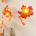 4.92ft 10LEDs Christmas Fairy String Lights Halloween Maple Leaf Shaped Decorative Hanging Lights Warm White Bulbs Copper Wire Lights Waterproof Garden Patio Landscape Backyard Lighting for Wedding Party Outdoor