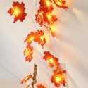 4.92ft 10LEDs Christmas Fairy String Lights Halloween Maple Leaf Shaped Decorative Hanging Lights Warm White Bulbs Copper Wire Lights Waterproof Garden Patio Landscape Backyard Lighting for Wedding Party Outdoor