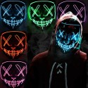 H-alloween Leds Glow Face Cover Men Women Party Scary Light up Face M-ask with 3 Lighting Modes