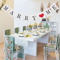 JUST MARRIE Wedding Bunting Banner Hanging Sign Garland Pennant Photo Booth Props for Bridal Shower Wedding Engagement