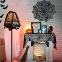 5PCS Halloween Decorations Set Spider Cobweb Tablecloth Table Runner Black Lace Fireplace Scarf Lampshade 36pcs Scary Bat Wall Stickers for Festival Party Zombie Haunted House Props