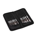 15pcs/set Artist Paint Brushes Set with Scraper Sponge Ball Carrying Case Professional Drawing Paintbrush Nylon Hair Wooden Handle for Artists Adults Students Beginners Art Supplies for Watercolor Acrylic Oil Gouache Face Body Painting