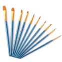 10pcs Blue Paintbrush Set Professional Art Paint Brushes Nylon Hair Wooden Handle for Artists Children Adults for Acrylic Oil Watercolor Gouache Face Nail Body Painting