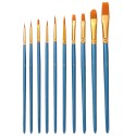 10pcs Blue Paintbrush Set Professional Art Paint Brushes Nylon Hair Wooden Handle for Artists Children Adults for Acrylic Oil Watercolor Gouache Face Nail Body Painting