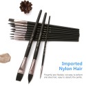 12pcs Professional Paint Brushes Nylon Hair Delicate Wooden Handle Paintbrush Painting Brushes Kit Gift for Artists Children Adults for Acrylic Oil Watercolor Gouache Body Face Miniature Detail Painting Arts Crafts Supplies