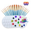 26pcs Paint Brushes Set Kit 20pcs Artist Paintbrush with 6pcs Palettes Multiple Mediums Brushes with Nylon Hair for Acrylic Aquarelle Watercolor Gouache Oil Painting for Great Art Drawing Supplies