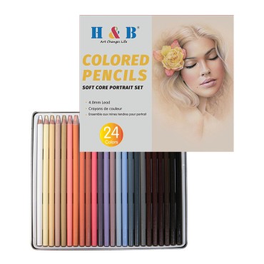 H&B 24 Colors Pencils Set Art Supplies Character Skin Tone Oily Colored Pencil Portrait Drawing Tool Great Gift for Adults Students Beginners And Artists