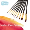 10pcs Professional Artist Paint Brushes Set Nylon Hair Delicate Wooden Handle Paintbrushes Art Supplies Gift for Children Adults Beginners for Acrylic Oil Watercolor Gouache Nail Body Face Miniature Detail Rock Painting