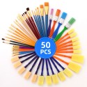 50PCS Paintbrushes All Purpose Washable Paint Brushes Set Artist Variety Value Pack Sponge Painting Brush Set Flat Round Angle Foam Tipped