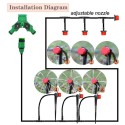 25MDIY Drip Irrigation System Automatic Watering Garden Hose Micro Drip Watering Kits with Adjustable Drippers