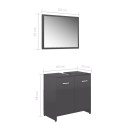 Bathroom Furniture Set High Gloss Grey Chipboard