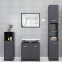 Bathroom Furniture Set High Gloss Grey Chipboard