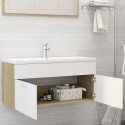 Sink Cabinet White and Sonoma Oak 100x38.5x46 cm Chipboard