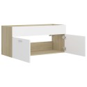 Sink Cabinet White and Sonoma Oak 100x38.5x46 cm Chipboard