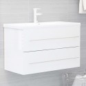 2 Piece Bathroom Furniture Set High Gloss White Chipboard