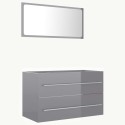 2 Piece Bathroom Furniture Set High Gloss Grey Chipboard