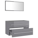 2 Piece Bathroom Furniture Set High Gloss Grey Chipboard