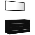 2 Piece Bathroom Furniture Set Black Chipboard