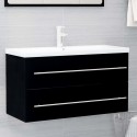 2 Piece Bathroom Furniture Set Black Chipboard