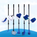 6 In 1 Fish Tank Cleaning Tool Algae Cleaning Tool with Gravel Rake Brush Fish Net Scraper Fish Tank Telescopic Long Handle Cleaning Tool Set